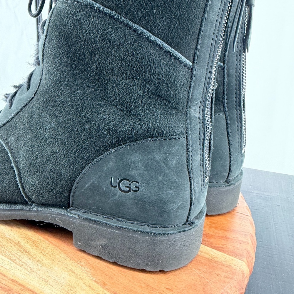 UGG Women’s Daney 1017507 Black Round Toe Lace-Up Ankle Snow Boots Sz 10 - Picture 5 of 12